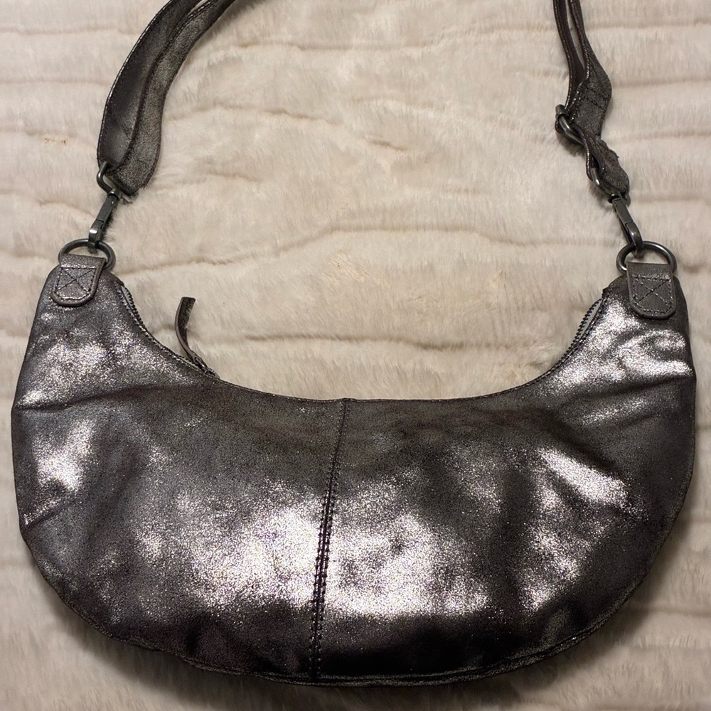 Fat Face Metallic Silver Shoulder Bag